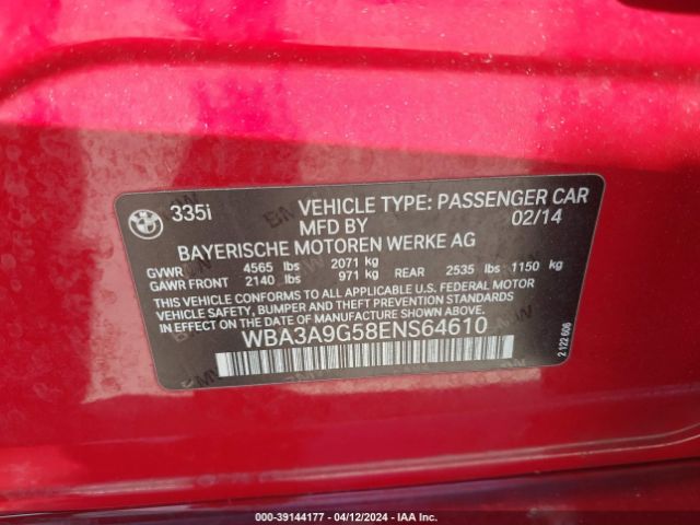 WBA3A9G58ENS64610 BMW 335i