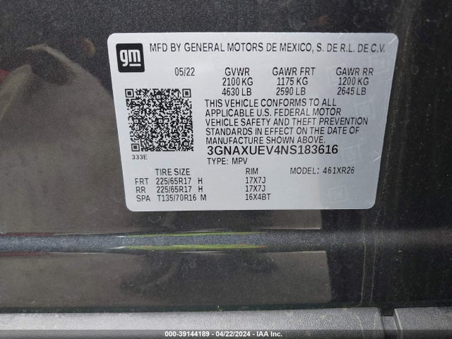 Chevrolet Equinox Awd Lt 2022 3GNAXUEV4NS183616 Image 9