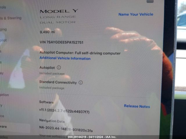 7SAYGDEE5PA152751 Tesla Model Y Awd/long Range Dual Motor All-wheel Drive