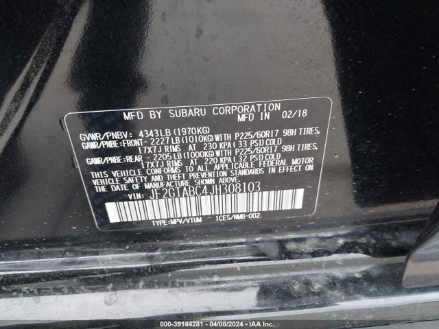 JF2GTABC4JH308103 Subaru Crosstrek 2.0i Premium