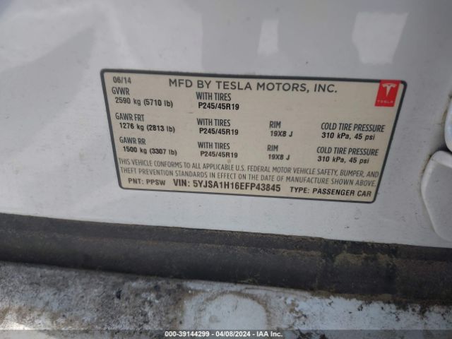 5YJSA1H16EFP43845 Tesla Model S P85