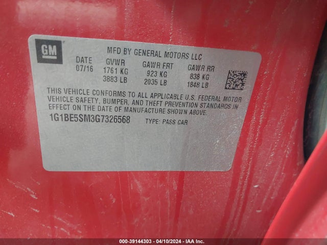 Chevrolet Cruze Lt Auto 2016 1G1BE5SM3G7326568 Image 9