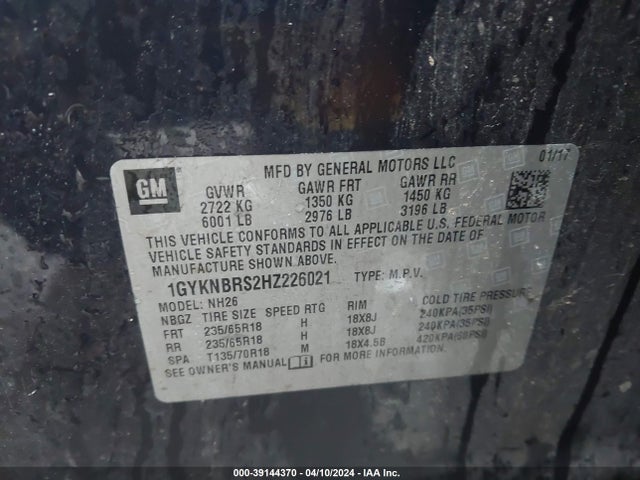 1GYKNBRS2HZ226021 Cadillac XT5 LUXURY