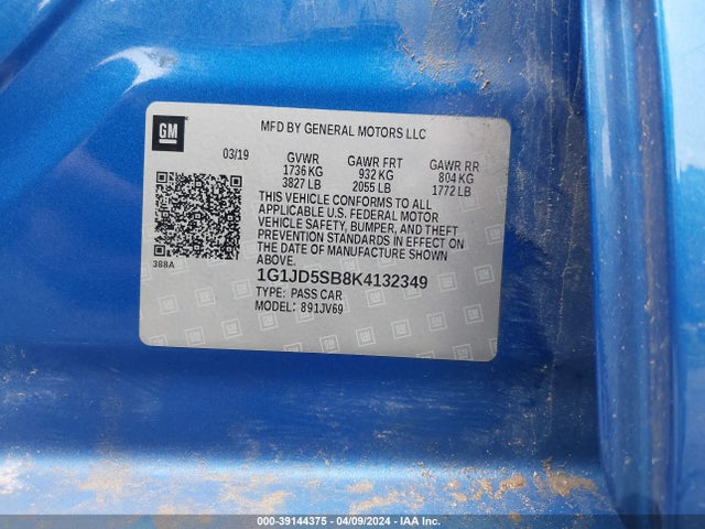 Chevrolet Sonic Lt Auto 2019 1G1JD5SB8K4132349 Image 9