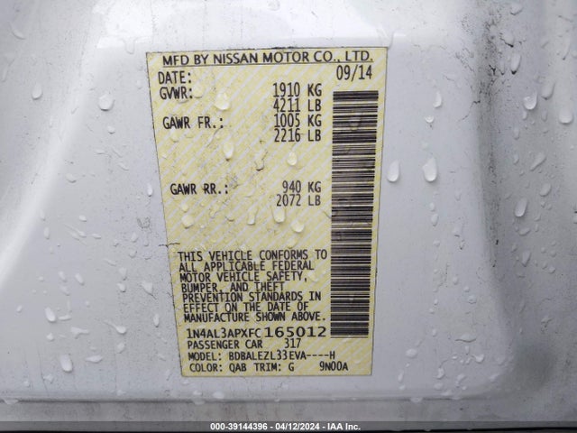 Nissan Altima 2.5 S 2015 1N4AL3APXFC165012 Image 9