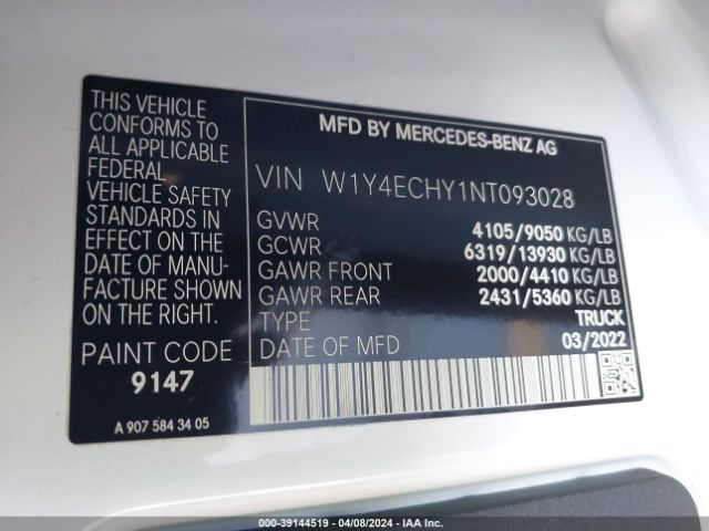 W1Y4ECHY1NT093028 Mercedes-Benz Sprinter 2500 High Roof V6