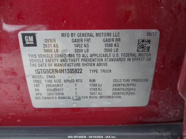 1GTG5CEN4H1305822 GMC CANYON SLE