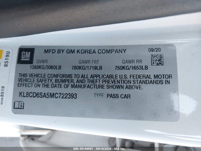 Chevrolet Spark Fwd 1lt Automatic 2021 KL8CD6SA5MC722393 Image 9