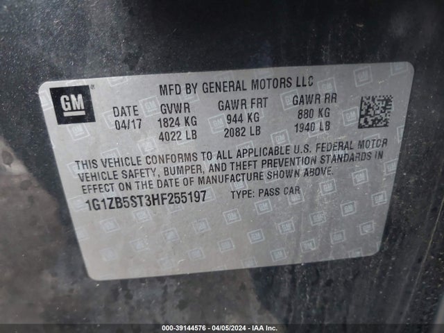 Chevrolet MALIBU LS 2017 1G1ZB5ST3HF255197 Image 9