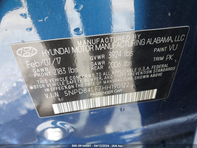 Hyundai ELANTRA SE 2017 5NPD84LF7HH190122 Image 9