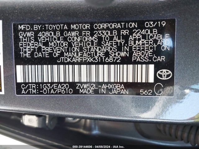 Toyota Prius Prime Premium 2019 JTDKARFPXK3116872 Image 9