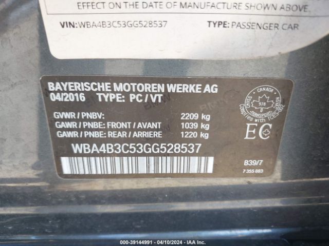 WBA4B3C53GG528537 BMW 435i Gran Coupe Xdrive