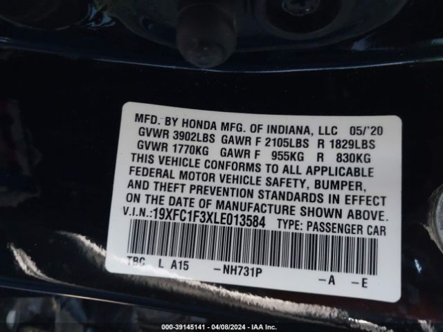19XFC1F3XLE013584 Honda CIVIC EX