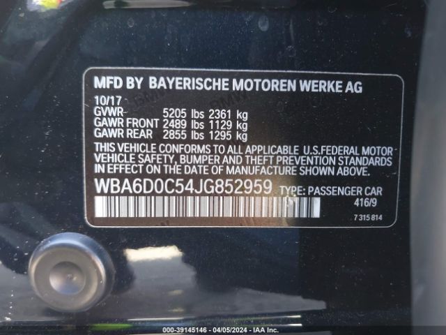 WBA6D0C54JG852959 BMW 640i Gran Coupe