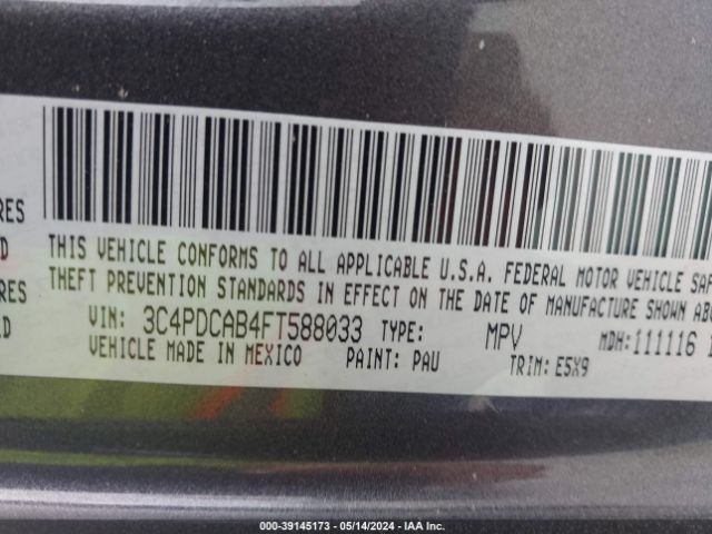 3C4PDCAB4FT588033 Dodge Journey American Value Pkg