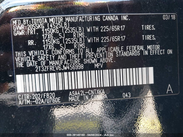 Toyota RAV4 LE 2018 2T3ZFREV6JW456998 Image 9