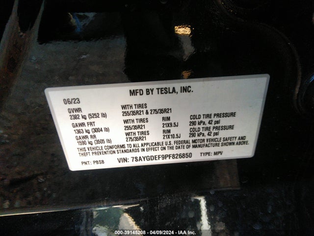 7SAYGDEF9PF826850 Tesla Model Y Awd/performance Dual Motor All-wheel Drive