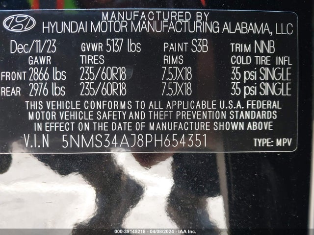 Hyundai Santa Fe Sel 2023 5NMS34AJ8PH654351 Image 9
