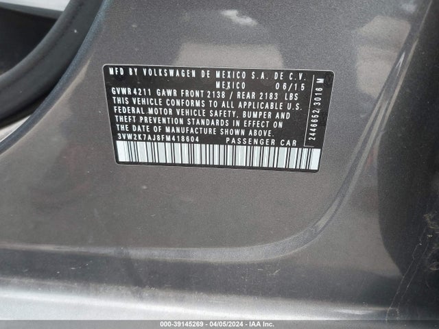3VW2K7AJ8FM418604 Volkswagen Jetta 2.0l S