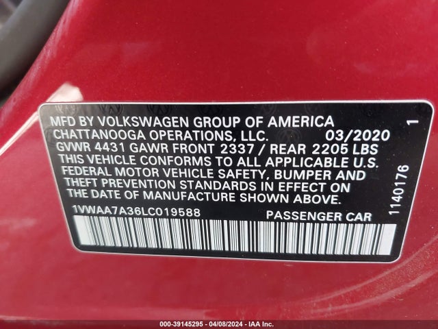 1VWAA7A36LC019588 Volkswagen Passat 2.0t S