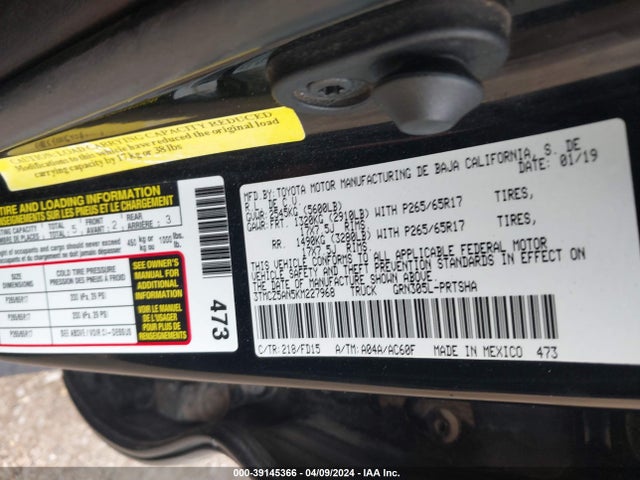 Toyota Tacoma 2019 3TMCZ5AN5KM227968 Image 9