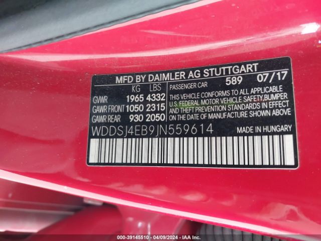 WDDSJ4EB9JN559614 Mercedes-Benz CLA 250
