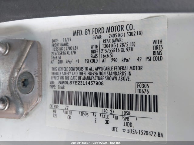 Ford Transit Connect Xl 2020 NM0LS7E23L1457908 Image 9