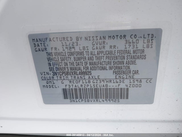 Nissan Kicks S Xtronic Cvt 2024 3N1CP5BVXRL499925 Image 9