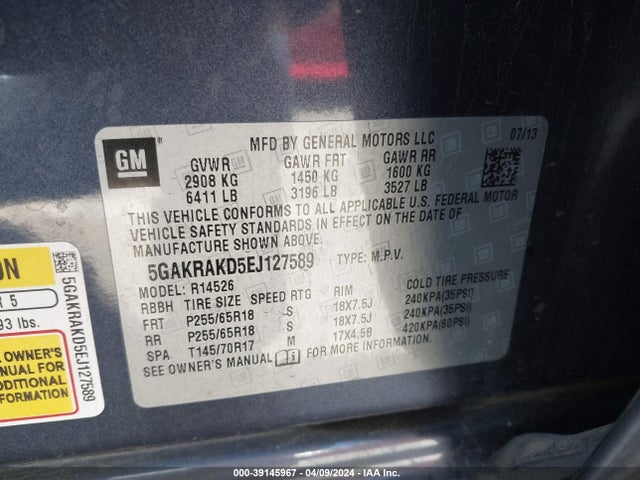 5GAKRAKD5EJ127589 Buick Enclave Convenience