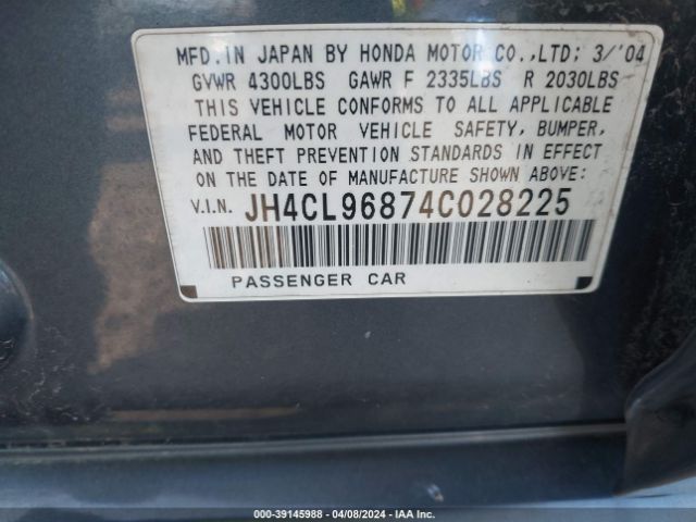 2004 ACURA TSX JH4CL96874C028225 Photo 8