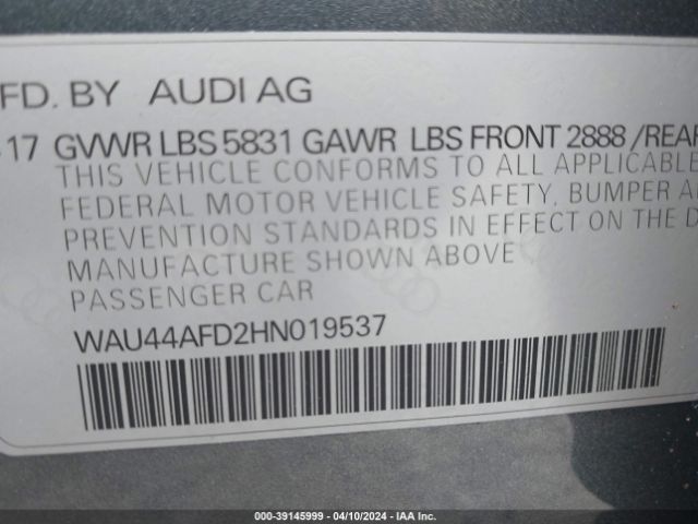 WAU44AFD2HN019537 Audi A8 L 3.0t