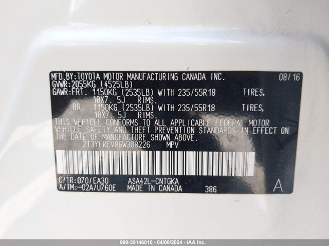 Toyota Rav4 Limited 2016 2T3YFREV8GW308226 Image 9