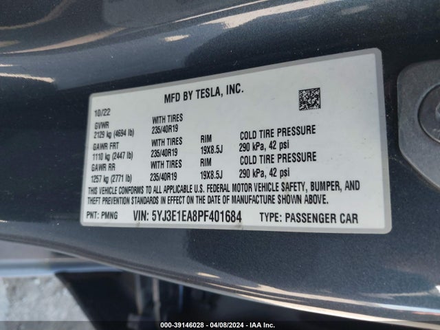 Tesla Model 3 Rear-wheel Drive 2023 5YJ3E1EA8PF401684 Image 9