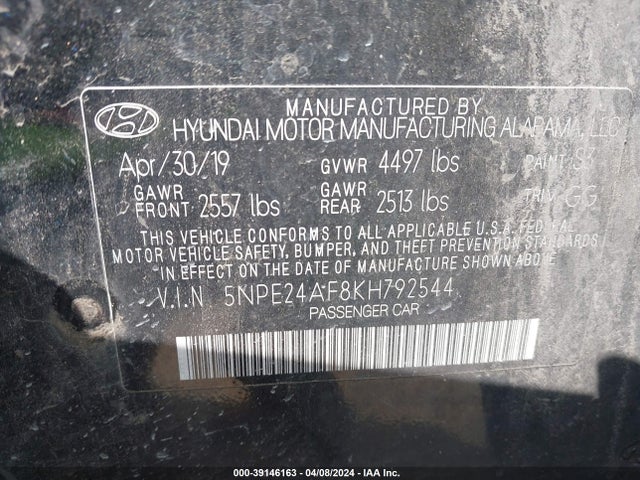 Hyundai SONATA SE 2019 5NPE24AF8KH792544 Image 9