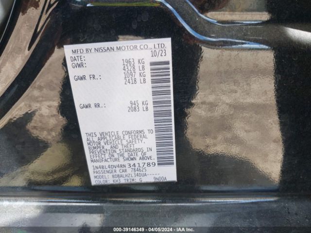 1N4BL4DV4RN341789 Nissan Altima Sv Fwd