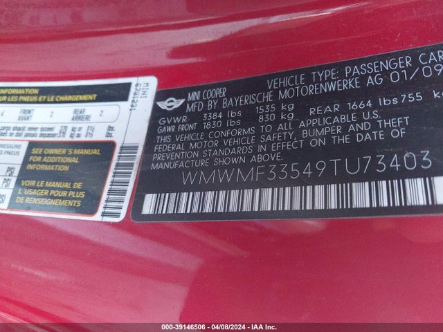 2009 MINI COOPER WMWMF33549TU73403 Photo 8
