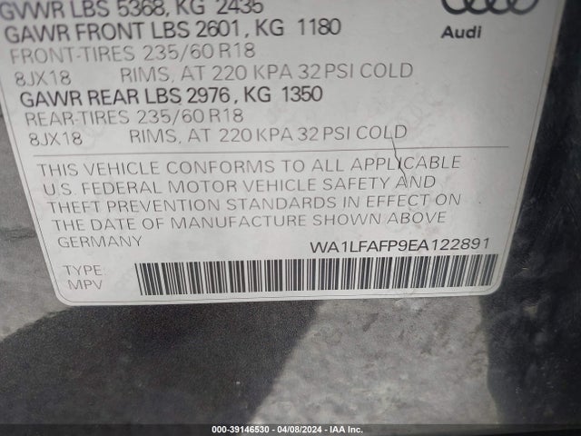 Audi Q5 2.0t Premium 2014 WA1LFAFP9EA122891 Image 9