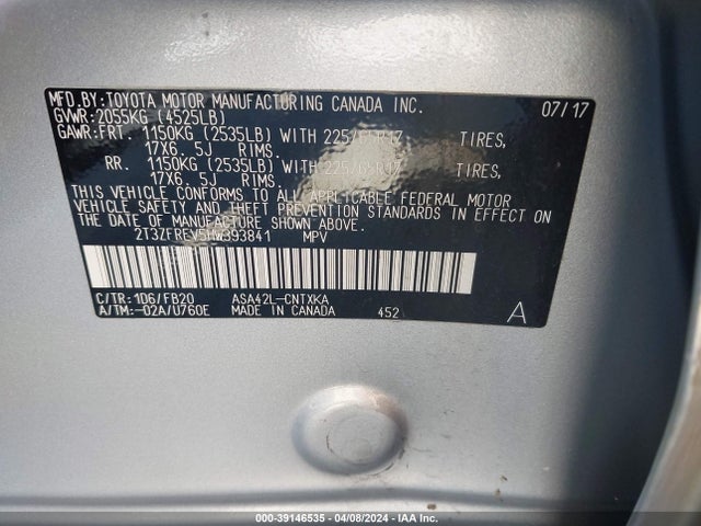 Toyota RAV4 LE 2017 2T3ZFREV5HW393841 Image 9