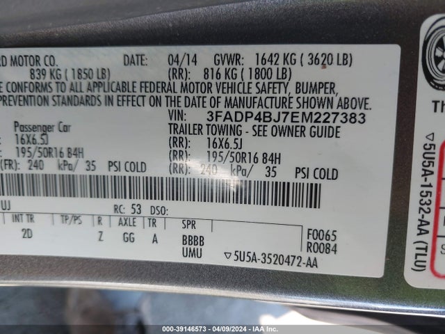 Ford FIESTA SE 2014 3FADP4BJ7EM227383 Image 9