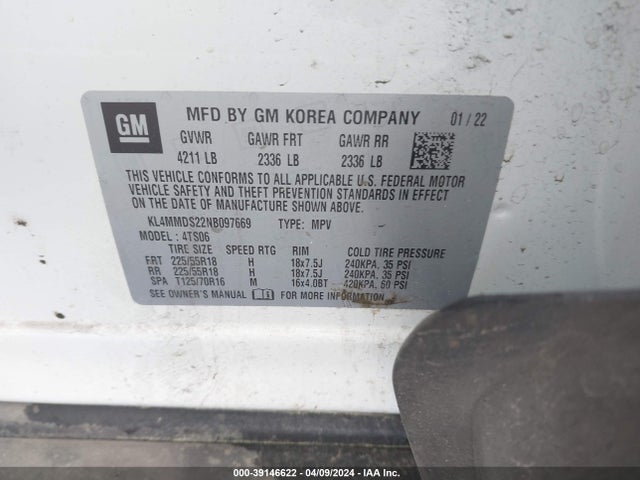 KL4MMDS22NB097669 Buick Encore Gx Fwd Select