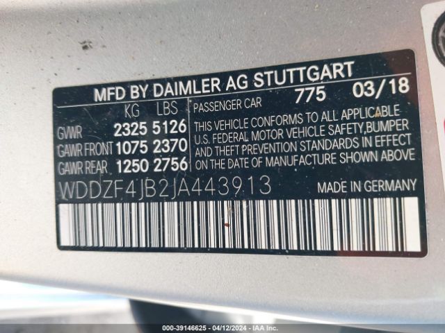 WDDZF4JB2JA443913 Mercedes-Benz E 300