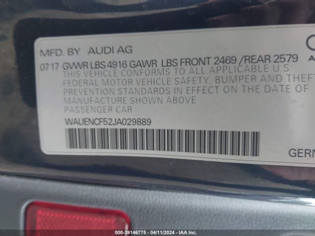 WAUENCF52JA029889 Audi A5 2.0t Premium