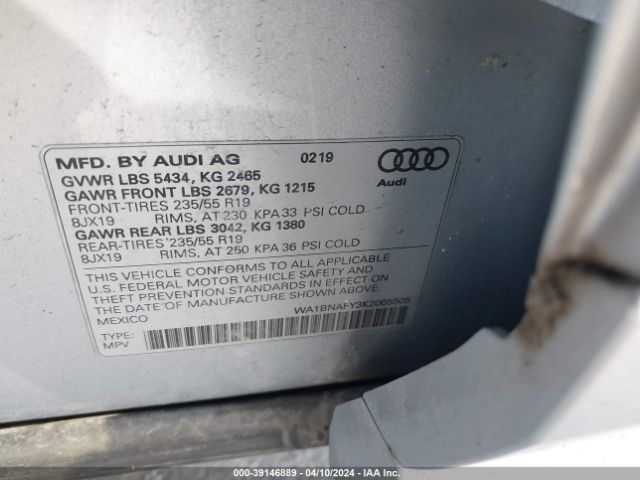 WA1BNAFY3K2065505 Audi Q5 45 Premium