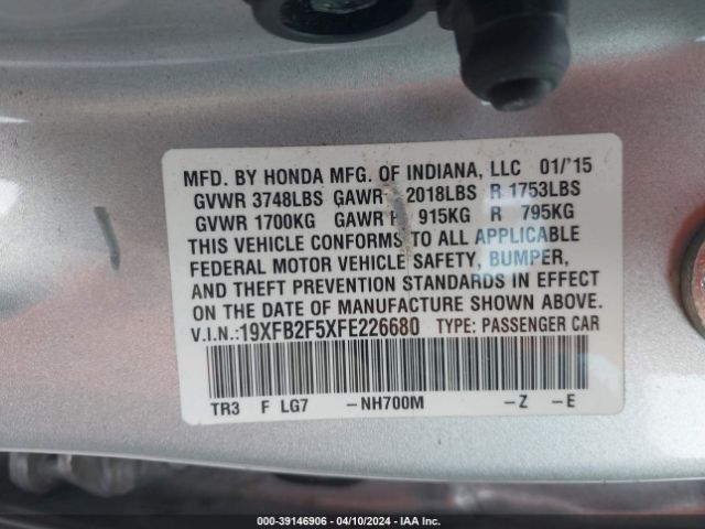 19XFB2F5XFE226680 Honda Civic Lx