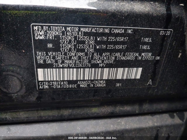 Toyota Rav4 Xle 2020 2T3W1RFV0LC063776 Image 9