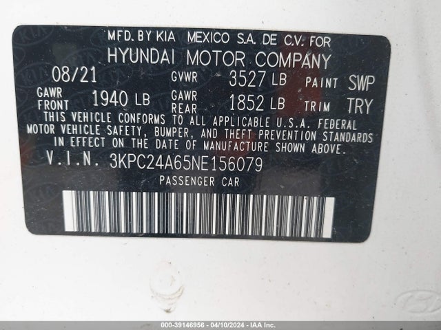 Hyundai ACCENT SE 2022 3KPC24A65NE156079 Image 9