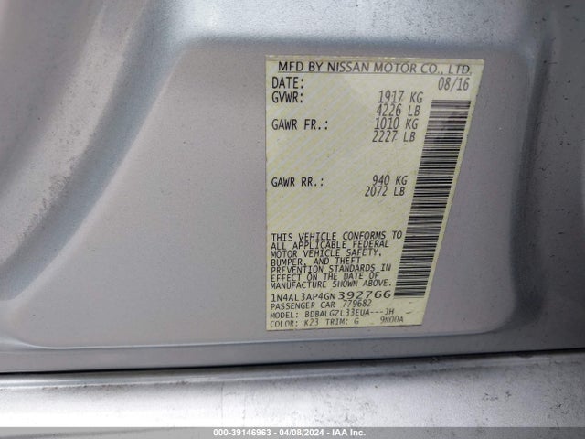 Nissan Altima 2.5 S 2016 1N4AL3AP4GN392766 Image 9