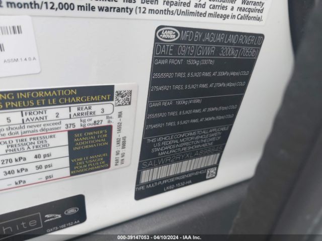 SALWR2RYXLA898845 Land Rover Range Rover Sport Hse