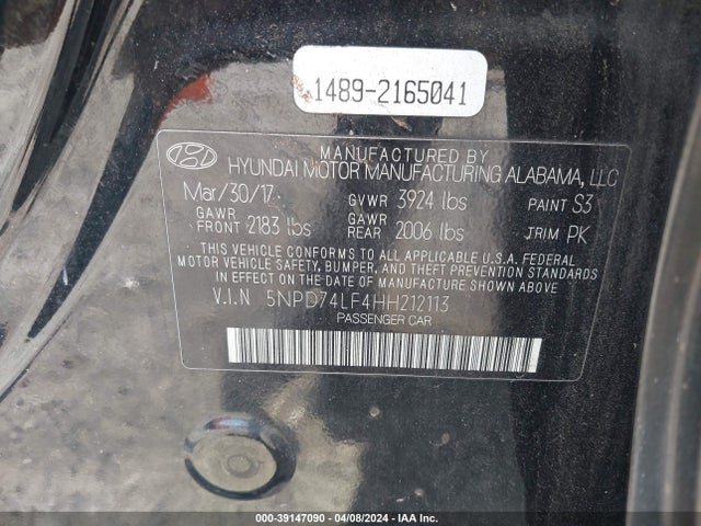 Hyundai ELANTRA SE 2017 5NPD74LF4HH212113 Image 9