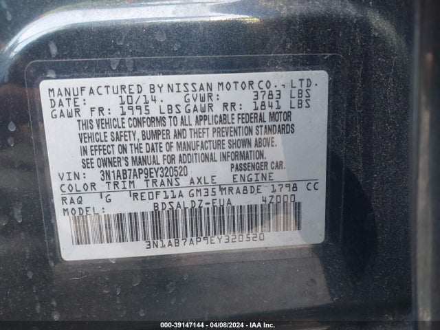 Nissan SENTRA SV 2014 3N1AB7AP9EY320520 Image 9